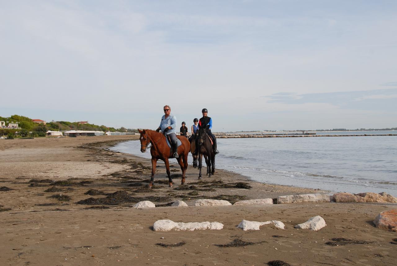Passeggiata di gruppo lungo la battigia del Lido di Venezia